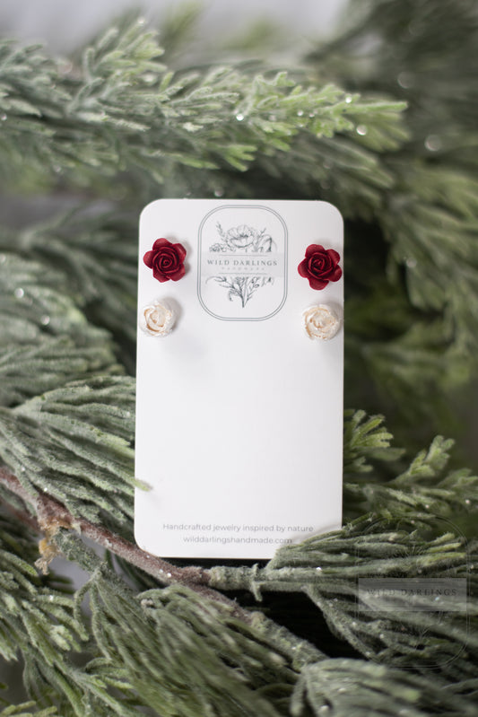 Rose & Peony Stud Duo