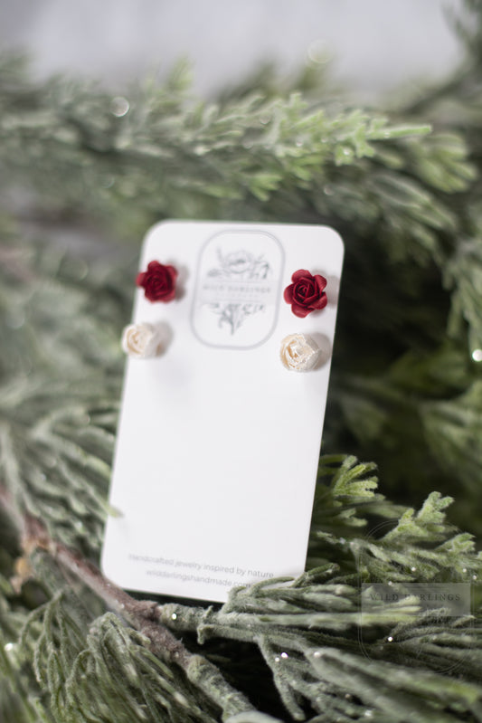 Rose & Peony Stud Duo
